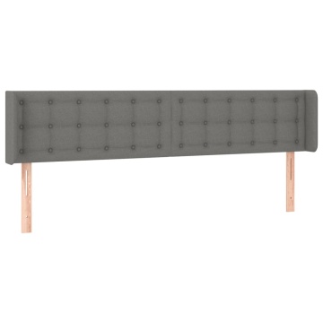 Tăblie de pat cu LED, gri închis, 183x16x78/88 cm, textil - Img 3