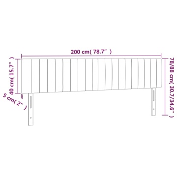Tăblie de pat cu LED, gri închis, 200x5x78/88 cm, textil - Img 5