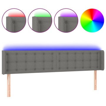 Tăblie de pat cu LED, gri închis, 203x16x78/88 cm, textil - Img 2
