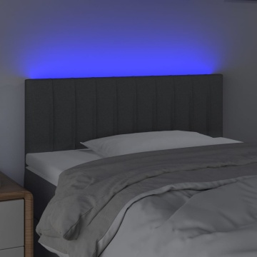 Tăblie de pat cu LED, gri închis, 80x5x78/88 cm, textil - Img 3