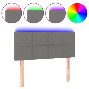 Tăblie de pat cu LED, gri închis, 80x5x78/88 cm, textil - Img 2