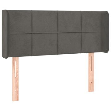 Tăblie de pat cu LED, gri închis, 83x16x78/88 cm, catifea - Img 3