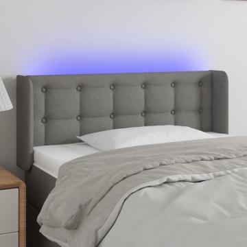 Tăblie de pat cu LED, gri închis, 83x16x78/88 cm, textil - Img 1