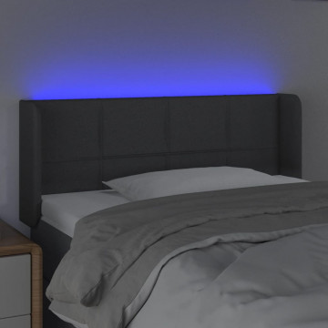 Tăblie de pat cu LED, gri închis, 83x16x78/88 cm, textil - Img 4