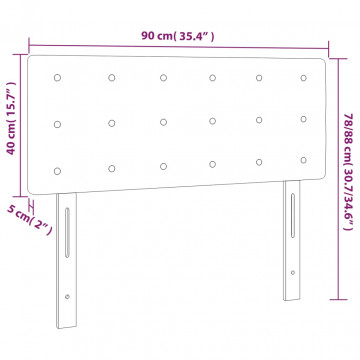 Tăblie de pat cu LED, gri închis, 90x5x78/88 cm, textil - Img 5