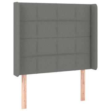 Tăblie de pat cu LED, gri închis, 93x16x118/128 cm, textil - Img 3