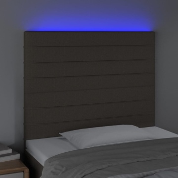 Tăblie de pat cu LED, gri taupe, 100x5x118/128 cm, textil - Img 3