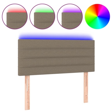 Tăblie de pat cu LED, gri taupe, 100x5x78/88 cm, textil - Img 2