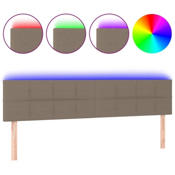 Tăblie de pat cu LED, gri taupe, 200x5x78/88 cm, textil - Img 2