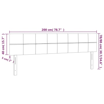 Tăblie de pat cu LED, gri taupe, 200x5x78/88 cm, textil - Img 5