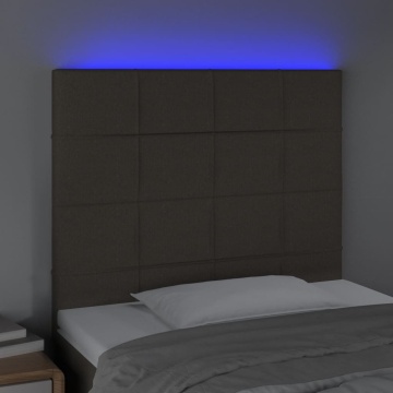 Tăblie de pat cu LED, gri taupe, 90x5x118/128 cm, textil - Img 3