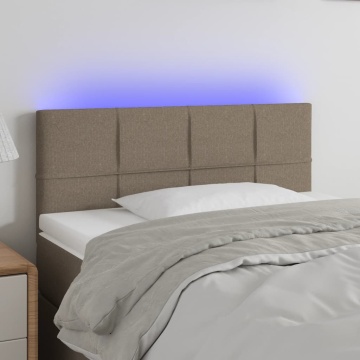 Tăblie de pat cu LED, gri taupe, 90x5x78/88 cm, textil - Img 1