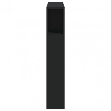Tăblie de pat cu LED, negru, 100x18,5x103,5 cm, lemn - Img 6