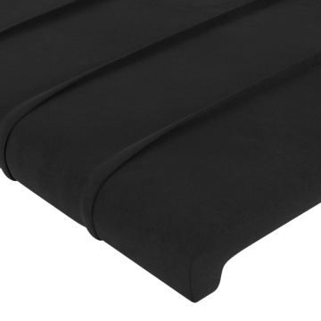 Tăblie de pat cu LED, negru, 100x5x78/88 cm, catifea - Img 6