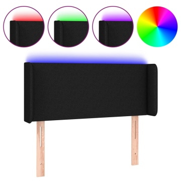 Tăblie de pat cu LED, negru, 103x16x78/88 cm, textil - Img 2