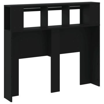 Tăblie de pat cu LED, negru, 120x18,5x103,5 cm, lemn - Img 7