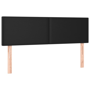 Tăblie de pat cu LED, negru, 144x5x78/88 cm, piele ecologică - Img 4
