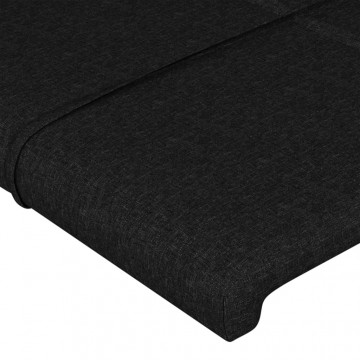Tăblie de pat cu LED, negru, 180x5x78/88 cm, textil - Img 6