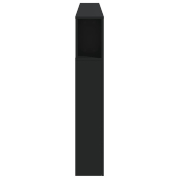 Tăblie de pat cu LED, negru, 200x18,5x103,5 cm, lemn prelucrat - Img 4
