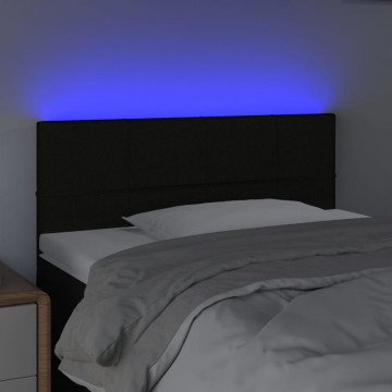 Tăblie de pat cu LED, negru, 80x5x78/88 cm, textil - Img 3