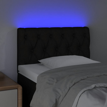 Tăblie de pat cu LED, negru, 80x7x78/88 cm, textil - Img 3