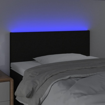 Tăblie de pat cu LED, negru, 90x5x78/88 cm, textil - Img 3