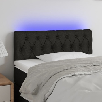 Tăblie de pat cu LED, negru, 90x7x78/88 cm, textil - Img 1