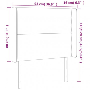 Tăblie de pat cu LED, negru, 93x16x118/128 cm, piele ecologică - Img 5
