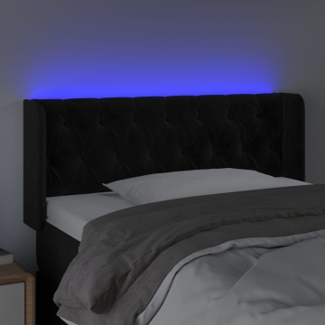 Tăblie de pat cu LED, negru, 93x16x78/88 cm, catifea - Img 4