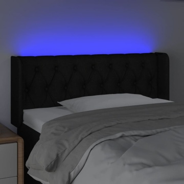 Tăblie de pat cu LED, negru, 93x16x78/88 cm, textil - Img 4