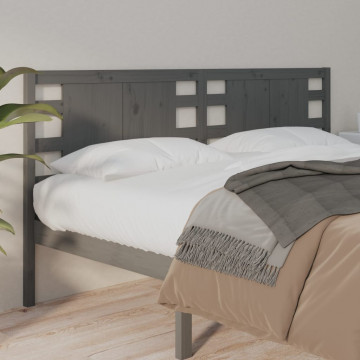 Tăblie de pat, gri, 146x4x100 cm, lemn masiv de pin - Img 1