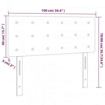 Tăblie de pat, gri închis, 100x5x78/88 cm, catifea - Img 7