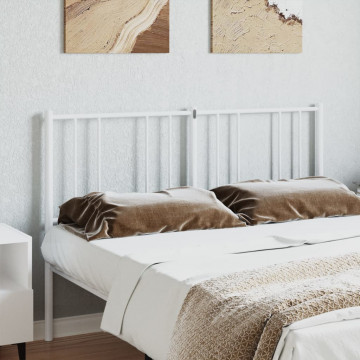 Tăblie de pat metalică, alb, 120 cm - Img 3