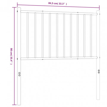 Tăblie de pat metalică, alb, 84,5x3x90 cm - Img 6