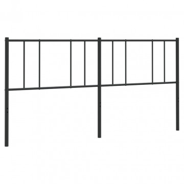 Tăblie de pat metalică, negru, 200 cm - Img 2