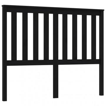 Tăblie de pat, negru, 146x6x101 cm, lemn masiv de pin - Img 2