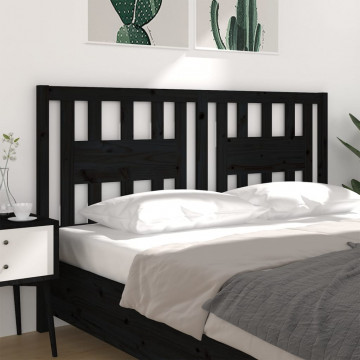 Tăblie de pat, negru, 206x4x100 cm, lemn masiv de pin - Img 4