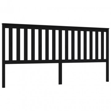 Tăblie de pat, negru, 206x6x101 cm, lemn masiv de pin - Img 2
