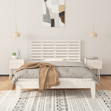 Tăblie de pat pentru perete, alb, 126x3x63 cm, lemn masiv pin - Img 3