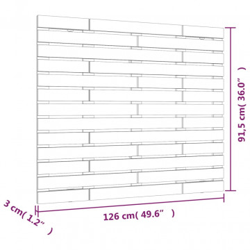 Tăblie de pat pentru perete, alb, 126x3x91,5 cm, lemn masiv pin - Img 7