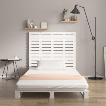 Tăblie de pat pentru perete, alb, 96x3x91,5 cm, lemn masiv pin - Img 3