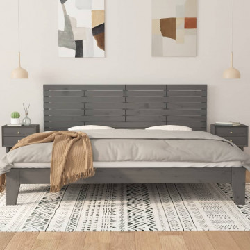 Tăblie de pat pentru perete, gri, 206x3x63 cm, lemn masiv pin - Img 3
