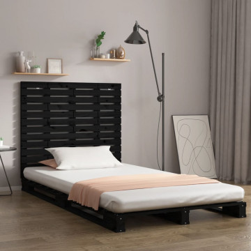 Tăblie de pat pentru perete, negru 126x3x91,5 cm lemn masiv pin - Img 1