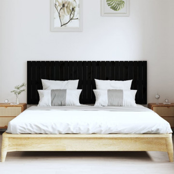Tăblie de pat pentru perete, negru, 166x3x60 cm, lemn masiv pin - Img 3