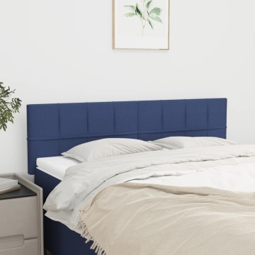 Tăblii de pat, 2 buc., albastru, 72x5x78/88 cm, textil - Img 1