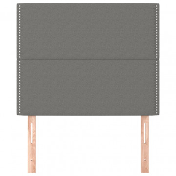 Tăblii de pat, 2 buc, gri închis, 100x5x78/88 cm, textil - Img 3