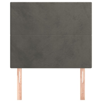 Tăblii de pat, 2 buc, gri închis, 80x5x78/88 cm, catifea - Img 3
