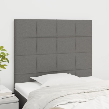 Tăblii de pat, 2 buc, gri închis, 90x5x78/88 cm, textil - Img 1