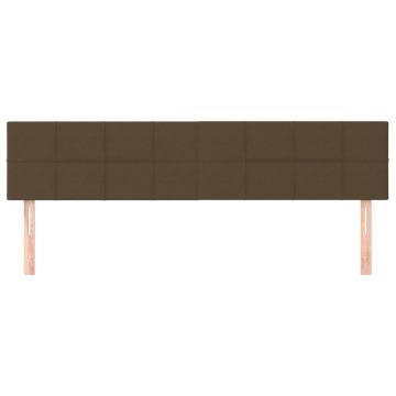 Tăblii de pat, 2 buc, maro închis, 100x5x78/88 cm, textil - Img 3