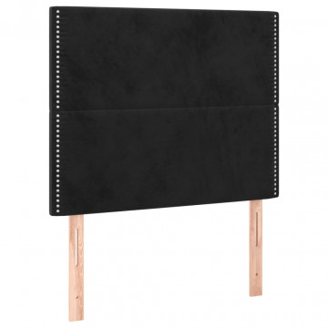 Tăblii de pat, 2 buc, negru, 100x5x78/88 cm, catifea - Img 2